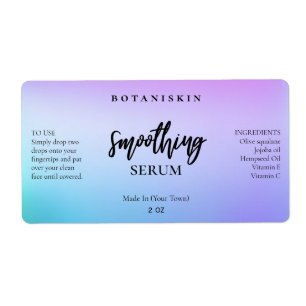 Paarse en blauwe kant- en haarserumetiketten etiket