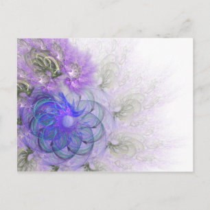 Paarse en blauwe kantachtige abstracte bloemontwer briefkaart