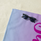 Paarse en blauwe katoenhoudende snoepjes ombre strandlaken (In situ)