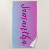 Paarse en blauwe katoenhoudende snoepjes ombre strandlaken (Voorkant)