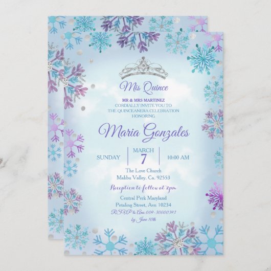 Paarse en blauwe kerst kaart (Voorkant / Achterkant)