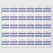 Paarse en blauwe kerstaven cadeaupapier (Vlak)