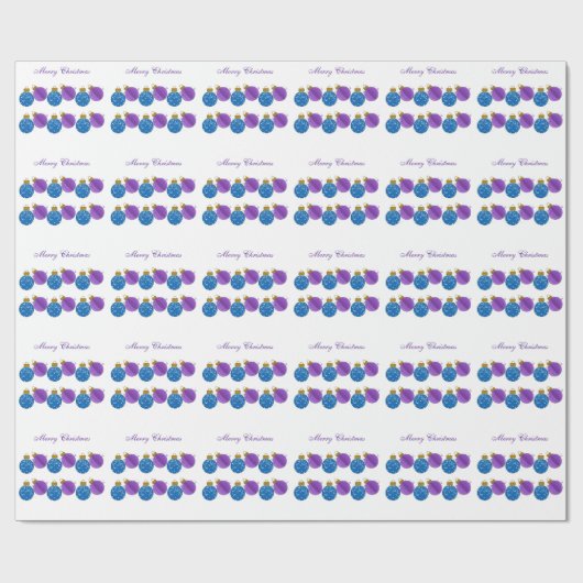 Paarse en blauwe kerstaven cadeaupapier (Vlak)