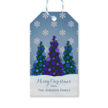 Paarse en blauwe kerstboom cadeau Labels