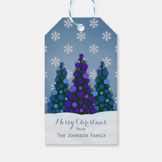 Paarse en blauwe kerstboom cadeau Labels Cadeaulabel (Achterkant)