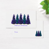 Paarse en Blauwe Kerstboom Gift Label Visitekaartjes (Bureau)