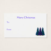 Paarse en Blauwe Kerstboom Gift Label Visitekaartjes (Achterkant)