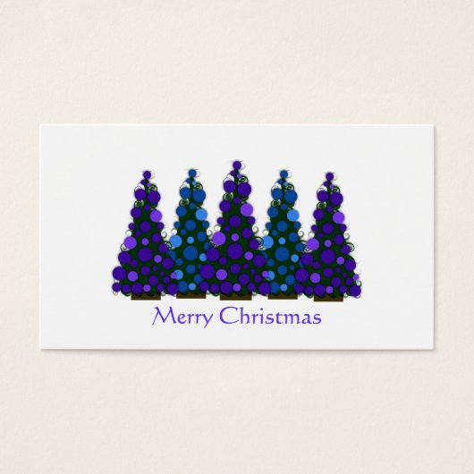 Paarse en Blauwe Kerstboom Gift Label Visitekaartjes (Voorkant)