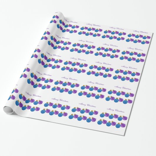 Paarse en blauwe kerstdecoraties cadeaupapier (Uitgerold)