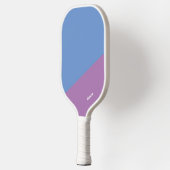Paarse en blauwe kleurenblok met naam pickleball paddle (Links)