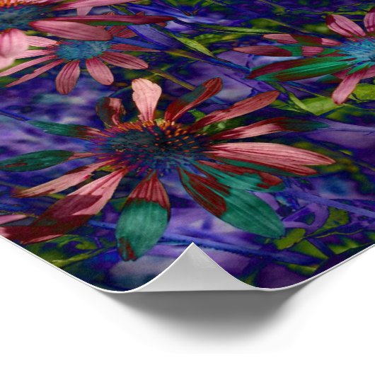 Paarse en blauwe kloonbloemen poster (Hoek)