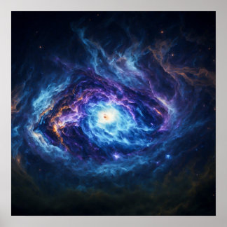 Paarse en blauwe kosmische oogwolken poster
