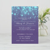 Paarse en blauwe lichten en Glitter Wedding Kaart (Staand voorkant)