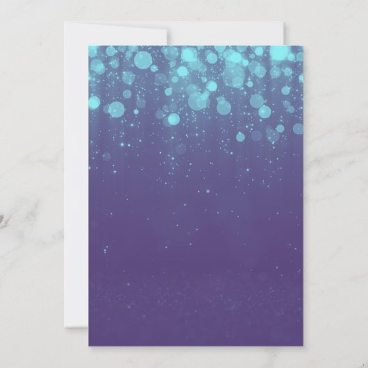 Paarse en blauwe lichten en Glitter Wedding Kaart (Achterkant)