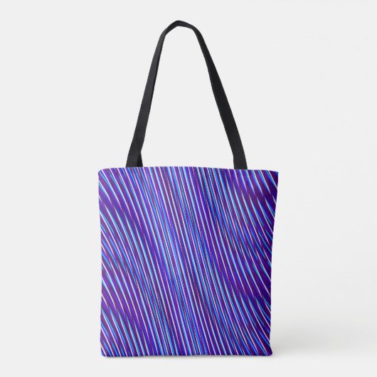 Paarse en blauwe lijnen - Psychedelic, Trippy Stri Tote Bag (Achterkant)
