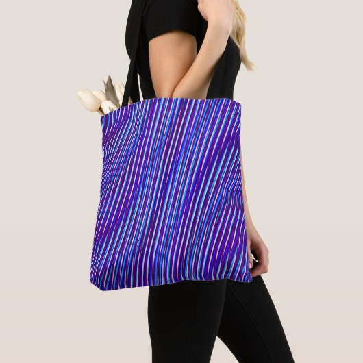 Paarse en blauwe lijnen - Psychedelic, Trippy Stri Tote Bag