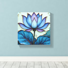 Paarse en blauwe lotus canvas afdruk