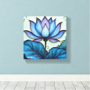 Paarse en blauwe lotus canvas afdruk