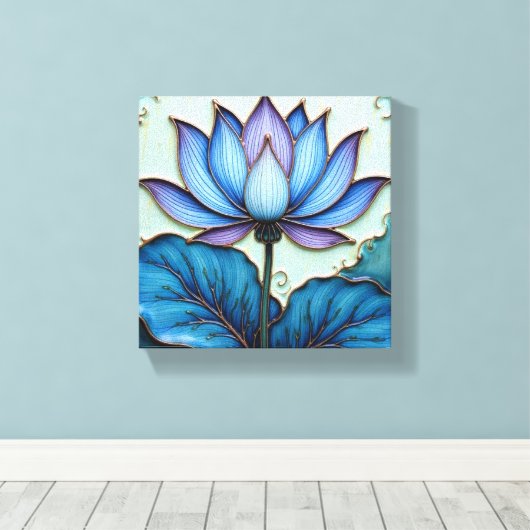Paarse en blauwe lotus canvas afdruk (Insitu (Houten vloer))