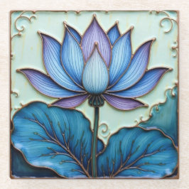 Paarse en blauwe Lotus Glass Onderzetter Glazen Onderzetter