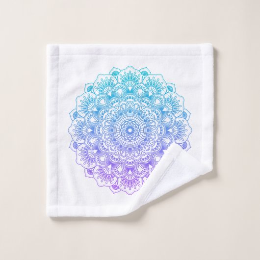 Paarse en blauwe mandala bad handdoek (Wasdoekje)