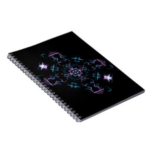 Paarse en blauwe Mandala Flower Notitieboek