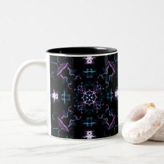 Paarse en blauwe Mandala Flower Tweekleurige Koffiemok