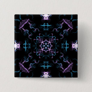 Paarse en blauwe Mandala Flower Vierkante Button 5,1 Cm