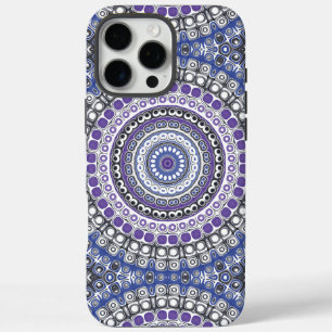 Paarse en Blauwe Mandala Kaleidoscoop Medaillon iPhone 16 Pro Max Hoesje