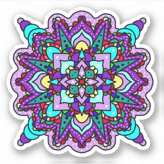 Paarse en blauwe Mandala mystiek Sticker (Voorkant)