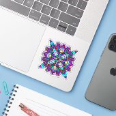 Paarse en blauwe Mandala mystiek Sticker (Laptop met iPhone)