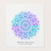 Paarse en blauwe mandala visitekaartje (Buitenkant ongevouwen)