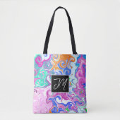 Paarse en blauwe marmer Fluid Art op maat Tote Bag (Voorkant)