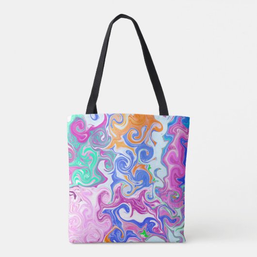 Paarse en blauwe marmer Fluid Art op maat Tote Bag (Achterkant)