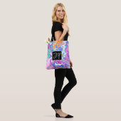 Paarse en blauwe marmer Fluid Art op maat Tote Bag (Op model)