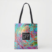 Paarse en blauwe marmer Fluid Art op maat Tote Bag (Voorkant)