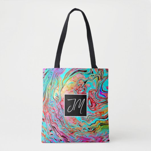Paarse en blauwe marmer Fluid Art op maat Tote Bag (Voorkant)