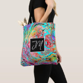 Paarse en blauwe marmer Fluid Art op maat Tote Bag (Dichtbij)