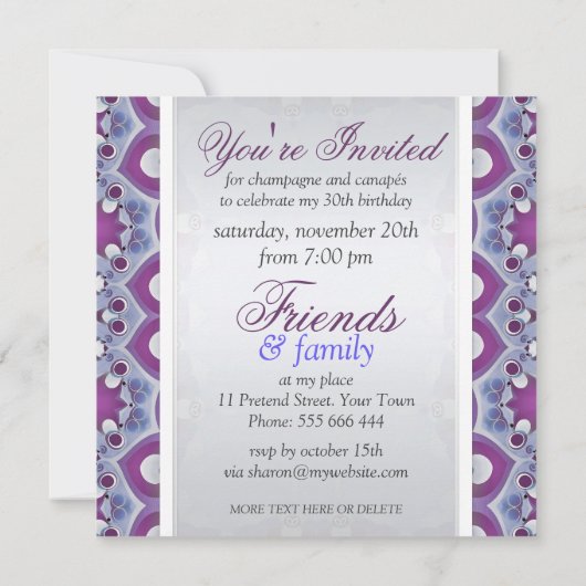 Paarse en blauwe Marokkaanse verjaardagsfeestuitno Kaart (Achterkant)