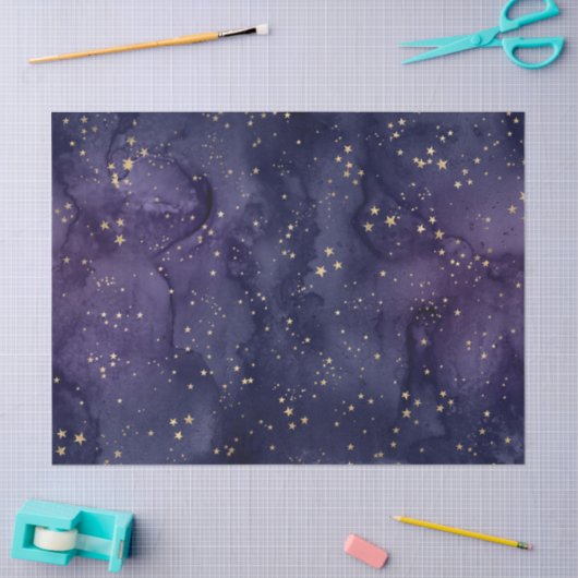 Paarse en blauwe melkweg met sterrenontkoppeling tissuepapier (Craft)