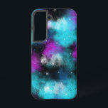 Paarse en blauwe melkweg samsung galaxy hoesje<br><div class="desc">blauw en paars abstract sterrenstelsel</div>