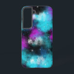 Paarse en blauwe melkweg samsung galaxy hoesje<br><div class="desc">blauw en paars abstract sterrenstelsel</div>