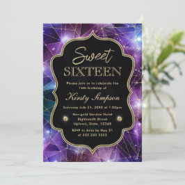 Paarse en Blauwe Middernacht Kristal Galaxy Sweet Kaart
