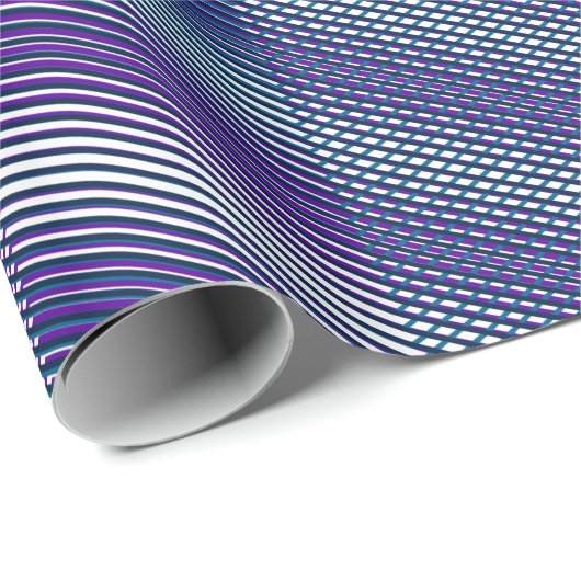 Paarse en blauwe moiré Stripes Moderne Abstracte k Cadeaupapier (Rol Hoek)