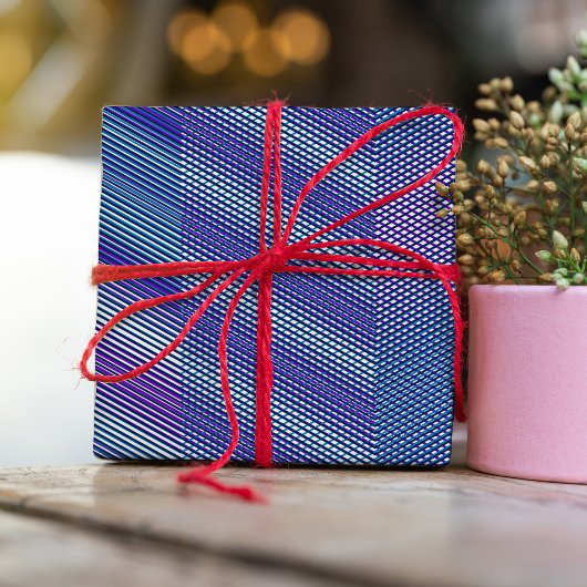 Paarse en blauwe moiré Stripes Moderne Abstracte k Cadeaupapier