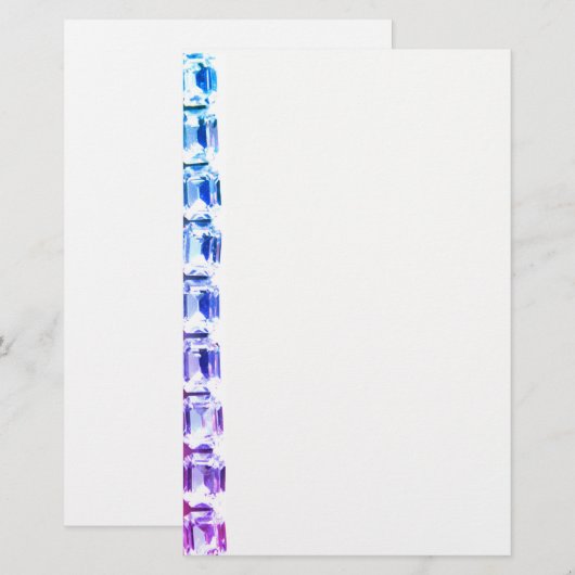 Paarse en blauwe neushoorns -  juwelen briefpapier (Voorkant / Achterkant)