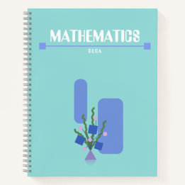 Paarse en blauwe notitieboek met geometrische bloe