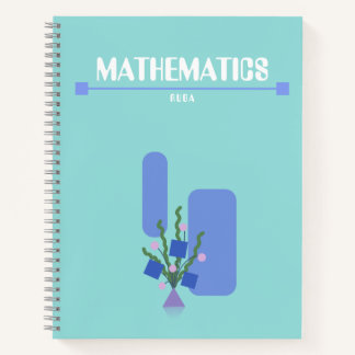 Paarse en blauwe notitieboek met geometrische bloe