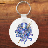 Paarse en blauwe octopus met drieduizend sleutelhanger (Voorkant)