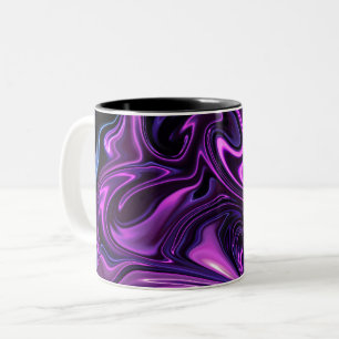 Paarse en blauwe olieverf mix tweekleurige koffiemok